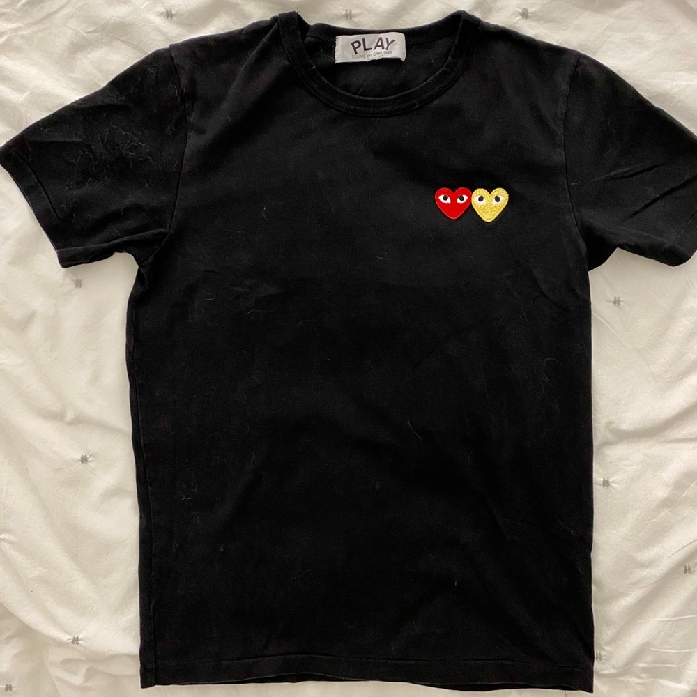 Comme des Garçons CDG Play twin hearts black tee